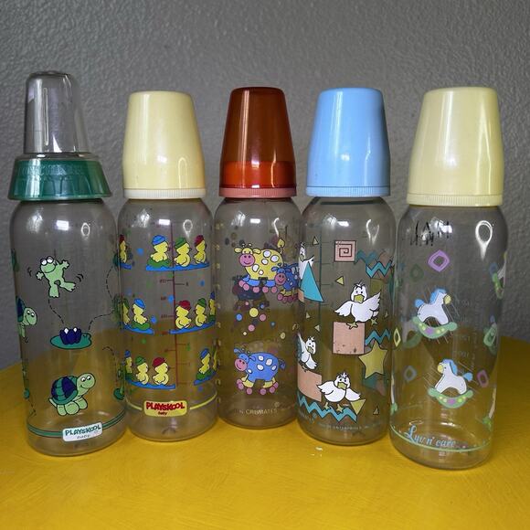 Vintage 90s Baby Bottle No Nipples Plastic Playskool Cribbage Luv N ‘play - Picture 1 of 13